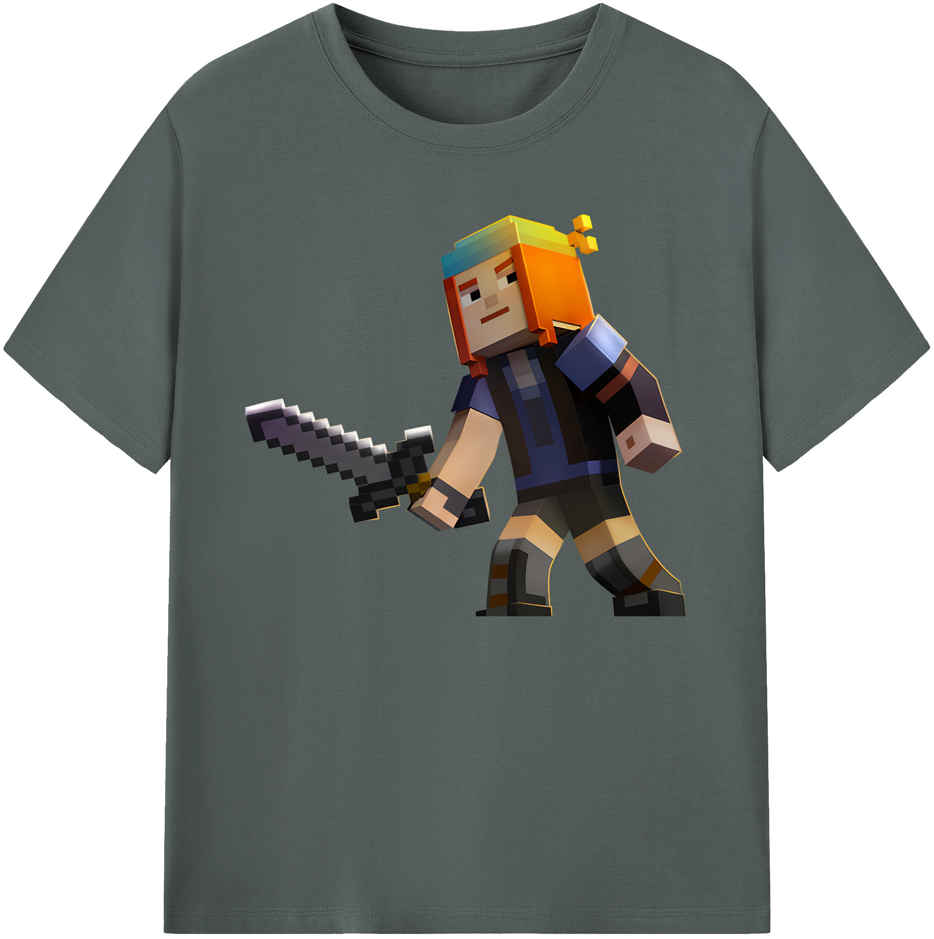 （画像用） マインクラフト ブロックの世界 Minecraft MC Block world 綿100％ メンズ半袖Tシャツ｜肌触りやわらか＆通気性